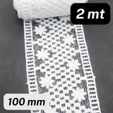 2 meters Lace with Zig Zag & Floral designs 100mm available in Black or White